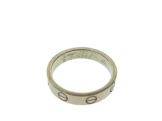 カルティエ Cartier 750 K18 WG ホワイトゴールド ミニ ラブ リング 指輪 50