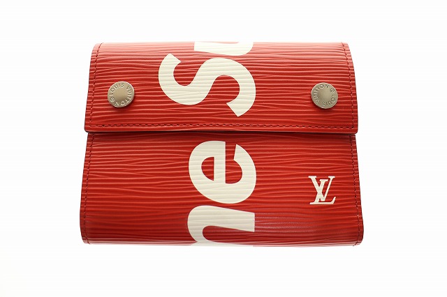 ルイヴィトン LOUIS VUITTON Supreme シュプリーム 17AW コラボ M67755 エピ チェーンウォレット 三つ折り 財布 赤 Red