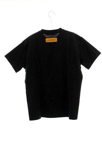 ルイヴィトン LOUIS VUITTON LV ロゴ  半袖Tシャツ デボス加工 コットン ブラック/S