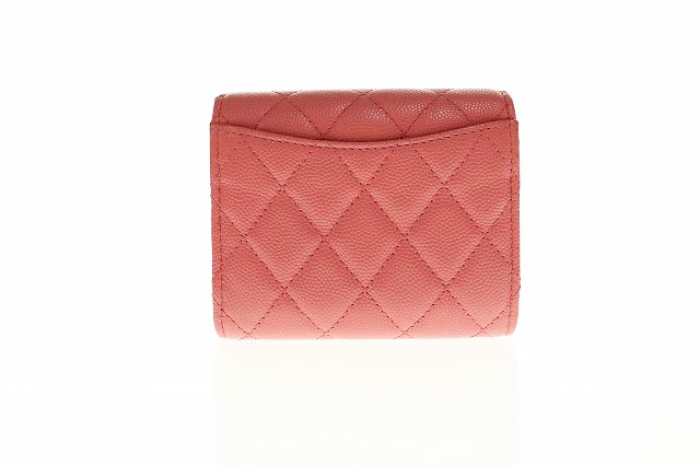 シャネル CHANEL 正規 美品 クラシック スモール ウォレット 三つ折り 財布 キャビアスキン