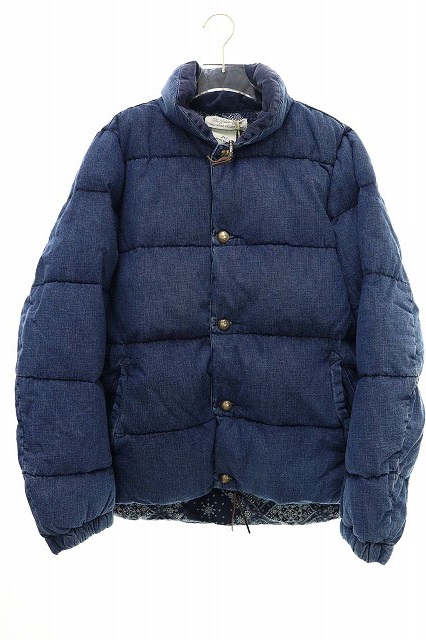 レミレリーフ REMI RELIEF ナチュラル 加工 デニム ダウン ジャケット インディゴ ブルー XL