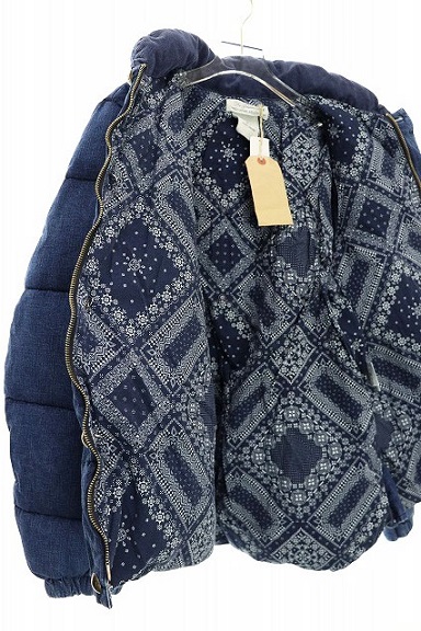 レミレリーフ REMI RELIEF ナチュラル 加工 デニム ダウン ジャケット インディゴ ブルー XL