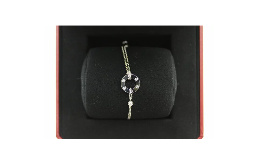 カルティエ Cartier ラブ サークル 2P ダイヤ ブレスレット ホワイトゴールド K18WG