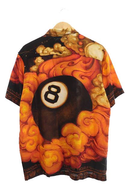 シュプリーム SUPREME ×Martin Wong マーティン ウォン 19AW 8-Ball Rayon S/S Shirt エイトボール レーヨン 半袖 シャツ S オレンジ