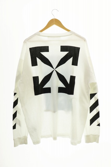 オフホワイト OFF WHITE BLUE MONAL DOUBLE SLEEVE TEE ブルー モナリ ダブル スリーブ ロンT XL 白 ホワイト