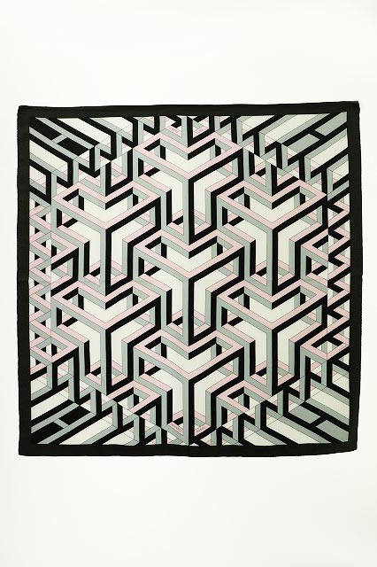 エルメス HERMES H.d’Origny アンリ ドリニー カレ90 CUBE 幾何学柄  スカーフ