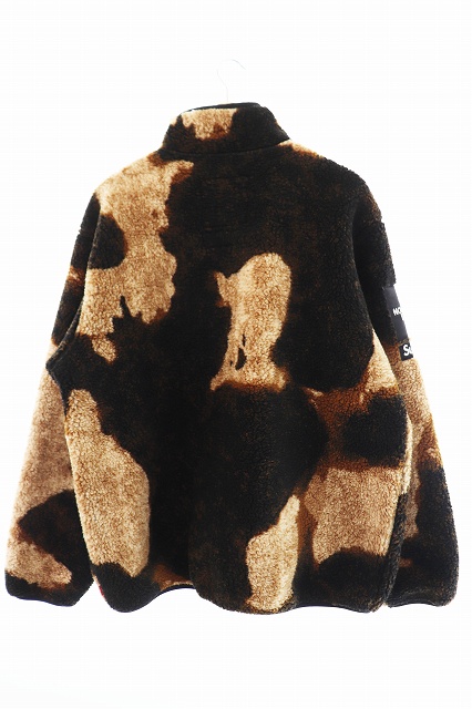 シュプリーム SUPREME ×THE NORTH FACE ザノースフェイス 21AW Bleached Denim Print Fleece Jacket ブリーチドデニム プリント フリース ジャケット NA52100I L 茶 ブラウン