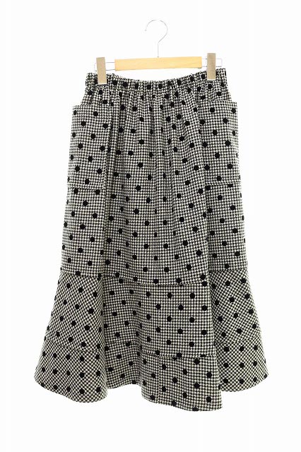 トリココムデギャルソン tricot COMME des GARCONS 美品 AD2020 千鳥×フロッキードット  スカート TF-S020