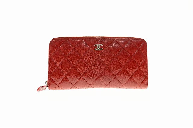 シャネル CHANEL キャビアスキンラウンドジッパーウォレット 長財布