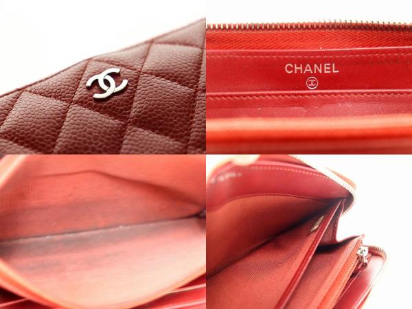 シャネル CHANEL キャビアスキンラウンドジッパーウォレット 長財布