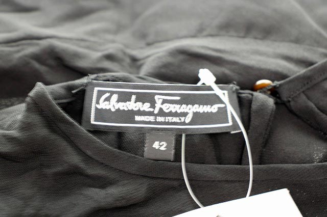 サルヴァトーレフェラガモ Salvatore Ferragamo シルク ペプラム プルオーバーブラウス42