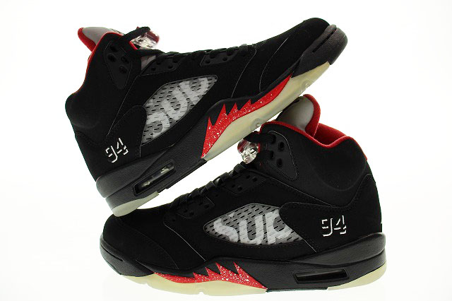 未使用品 ナイキ NIKE AIR JORDAN 5 RETRO SUPREME BLACK 2015 26cm 824371-001 15AW シュプリーム コラボ エアジョーダン レトロ ブラック