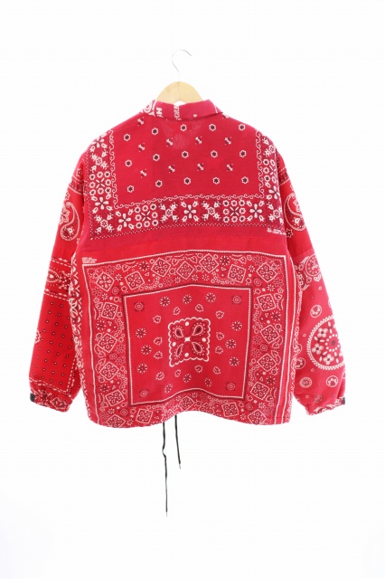 オールドパーク OLD PARK  BANDANA COACH JACKET バンダナ コーチ ジャケット 再構築 リメイク M 赤 レッド