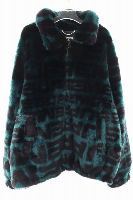 シュプリーム SUPREME 18SS Faux Fur Repeater Bomber Jacket ロゴ フェイク ファー ボンバー ジャケット グリーン L