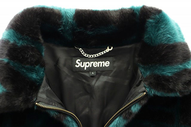 シュプリーム SUPREME 18SS Faux Fur Repeater Bomber Jacket ロゴ フェイク ファー ボンバー ジャケット グリーン L