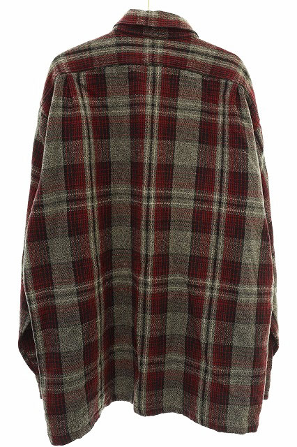 ダブルアールエル RRL 三つ星タグ チェック シャツ 長袖 コットン インド製 L レッド