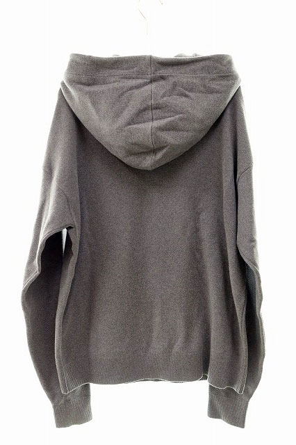 モンクレール MONCLER G10919C77110 V9184 GIROCOLLO TRICOT 国内正規 袖 レザー ロゴ コットン プルオーバー パーカー M サイズ グレー