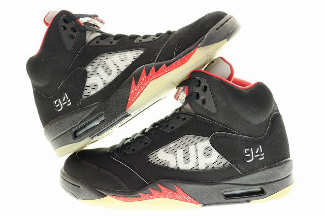 ナイキ NIKE AIR JORDAN 5 RETRO SUPREME BLACK 2015 28cm 824371-001 15AW シュプリーム コラボ エアジョーダン レトロ ブラック