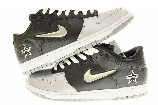 未使用品 ナイキ エスビー NIKE SB DUNK LOW OG QS SUPREME 2019 28.5cm BLACK SILVER CK3480-001 シュプリーム コラボ ダンク ロー メタリック シルバー ブラック 黒