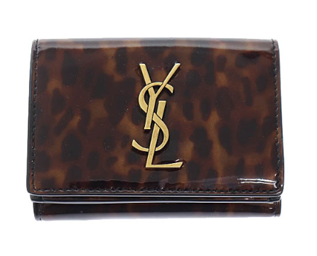 サンローラン パリ SAINT LAURENT PARIS レオパード エナメル コンパクトウォレット