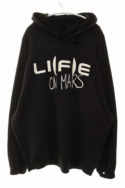 ラフシモンズ RAF SIMONS 20AW OVERSIZED PRINTED HOODIE LIFE ON MARS BLACK