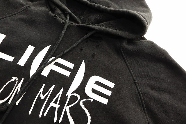 ラフシモンズ RAF SIMONS 20AW OVERSIZED PRINTED HOODIE LIFE ON MARS BLACK