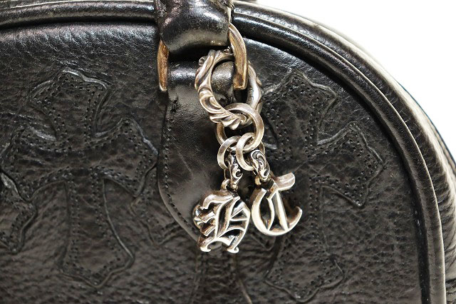クロムハーツ CHROME HEARTS TINY GYM BAG タイニー ジムバッグ セメタリー クロス パッチ CHチャーム レザー ブラック