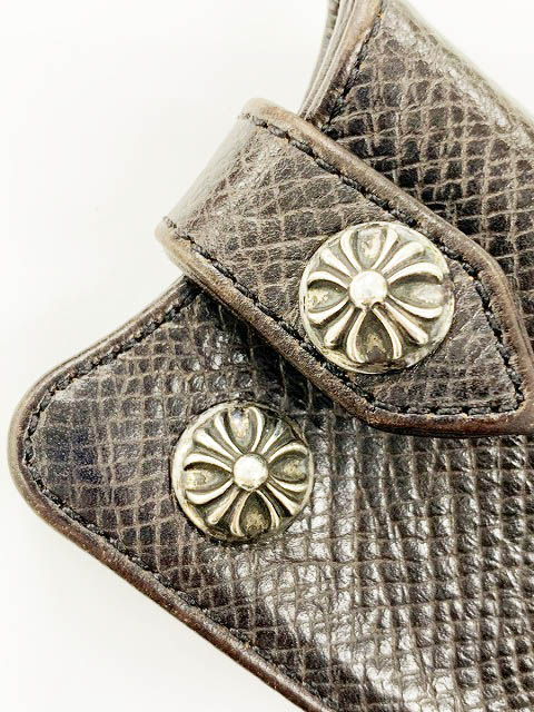 クロムハーツ CHROME HEARTS KEY CASE レザー キーケース クロスボール ボタン リザード 革