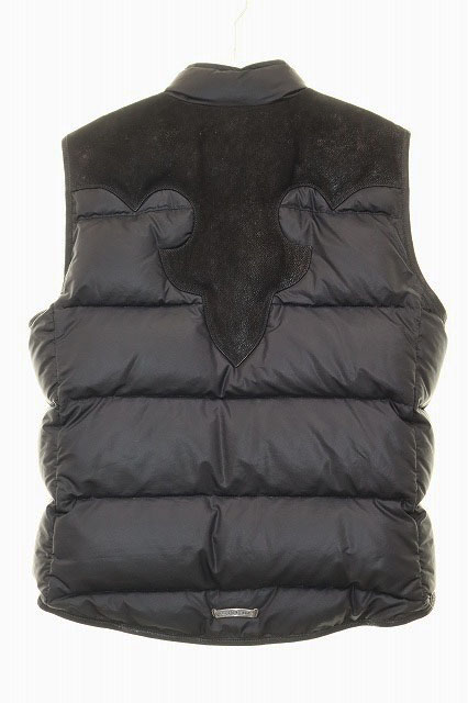 クロムハーツ CHROME HEARTS PUFFY WSTRN BLACK Lサイズ パフィウエスタン フレアニー レザー ナイロン ダウン ベスト ブラック