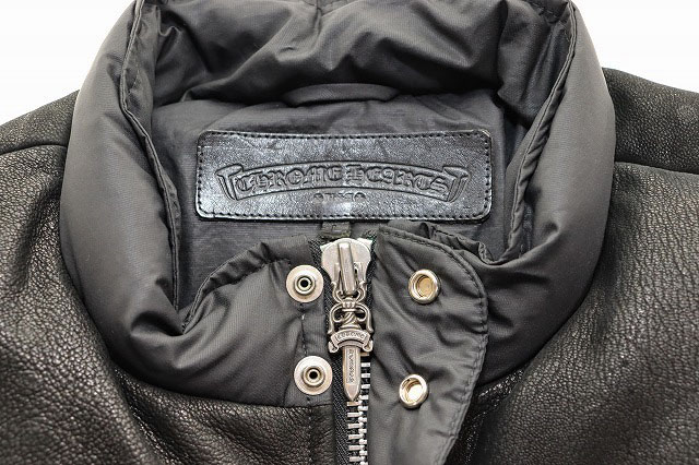 クロムハーツ CHROME HEARTS PUFFY WSTRN BLACK Lサイズ パフィウエスタン フレアニー レザー ナイロン ダウン ベスト ブラック