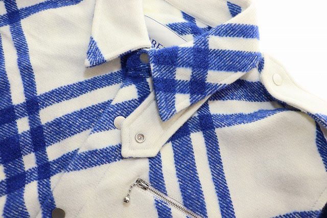 バーバリー BURBERRY ARCHIVE CHECKED BRUSHED WOOLBLEND OVERSHIRT BLUE M ダニエルリー アーカイブ チェック シャツジャケット