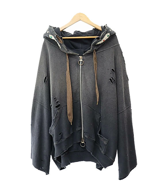 キャピタル kapital 裏毛 スリラー ダメージ デビル フード ブルゾン パーカー スタッズ リメイク K2503LC053