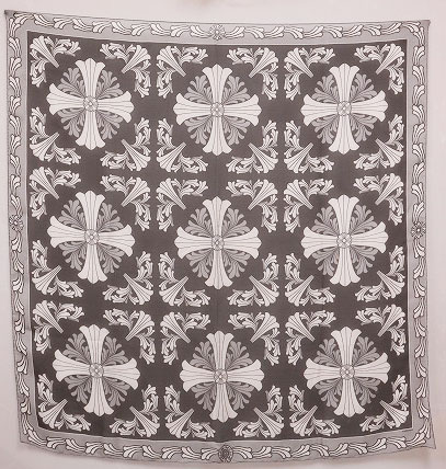 クロムハーツ CHROME HEARTS SILK SCARF CH PLUS シルク スカーフ CHプラス 総柄 ブラック
