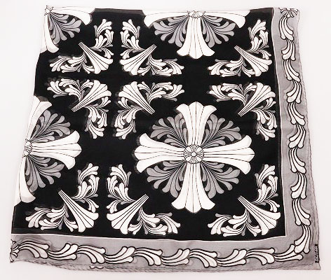 クロムハーツ CHROME HEARTS SILK SCARF CH PLUS シルク スカーフ CHプラス 総柄 ブラック