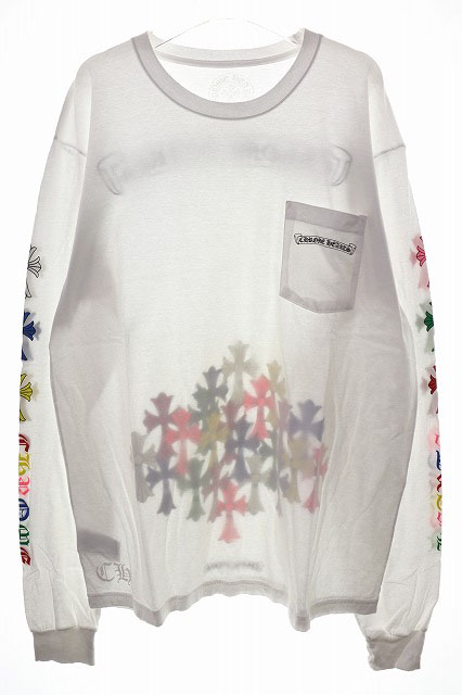 クロムハーツ CHROME HEARTS マルチセメタリークロス プリント ロンT ホワイト XL ポケット 長袖