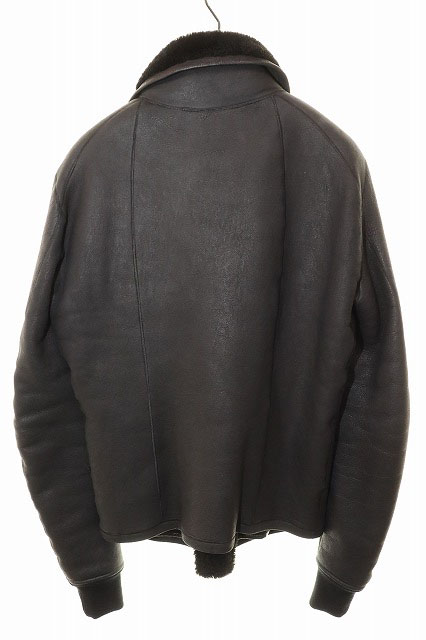リックオウエンス Rick Owens 14AW INTARSIA SHEARING JACKET BLACK 48 RU14F2781-LSH ブラック シアリング インターシャ ハイネック ジャケット ムートン ブラック