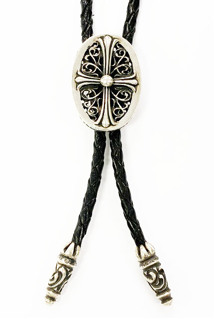 クロムハーツ CHROME HEARTS BOLOTIE OVALTINY タイニー クラシック オーバルクロス ループタイ シルバー レザー