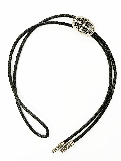 クロムハーツ CHROME HEARTS BOLOTIE OVALTINY タイニー クラシック オーバルクロス ループタイ シルバー レザー