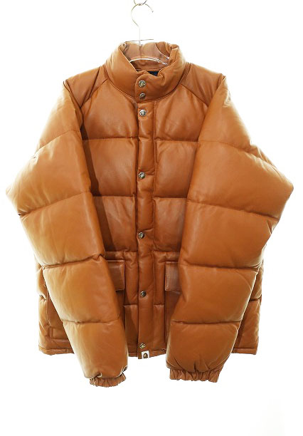 アベイシングエイプ A BATHING APE 25AW LEATHER CLASSIC DOWN JACKET M 001DNL801011M レザー クラシック ダウン ジャケット ブラウン