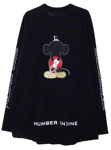 シュプリーム SUPREME × NUMBER (N)INE × MICKEY MOUSE RAGLAN L/S TOP BLACK XLサイズ ナンバーナイン × ミッキーマウス ラグラン ロング スリーブ ロンT ブラック 黒