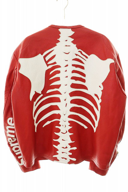 シュプリーム SUPREME × VANSON 17AW LEATHER BONES JACKET RED L