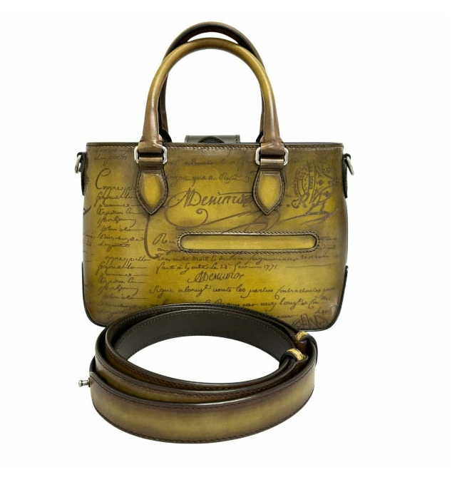ベルルッティ Berluti トゥ ジュール ガリバー カリグラフィ レザー 2way ハンド トート ショルダー バッグ JUNGLE GREEN