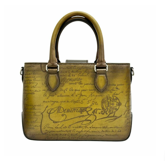 ベルルッティ Berluti トゥ ジュール ガリバー カリグラフィ レザー 2way ハンド トート ショルダー バッグ JUNGLE GREEN