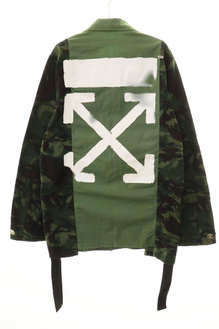 オフホワイト OFF WHITE FIELD JACKET OVERDYED CAMO GREEN S