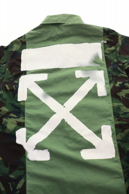 オフホワイト OFF WHITE FIELD JACKET OVERDYED CAMO GREEN S