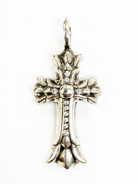 クロムハーツ CHROME HEARTS DBL CH CRS P DMND ダブル CH クロス チャーム パヴェ ダイヤ シルバー ネックレス ペンダント トップ