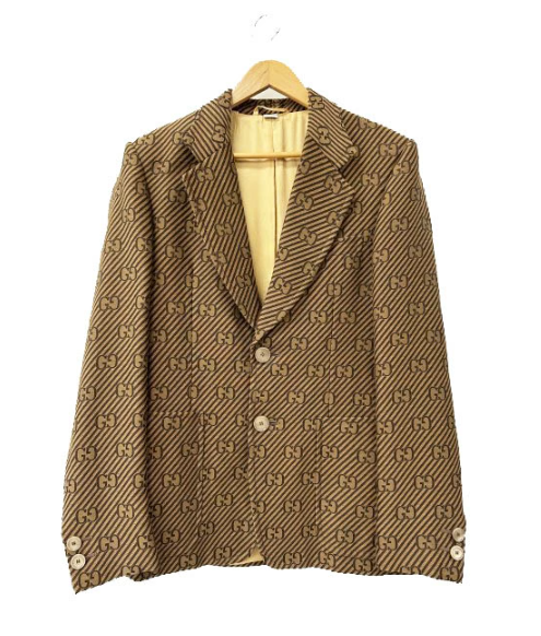 グッチ GUCCI 20AW GG 総柄 ストライプ ジャガード テーラード ジャケット 618666 ZAEAK 46