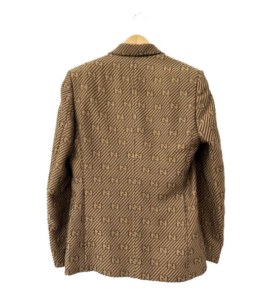 グッチ GUCCI 20AW GG 総柄 ストライプ ジャガード テーラード ジャケット 618666 ZAEAK 46