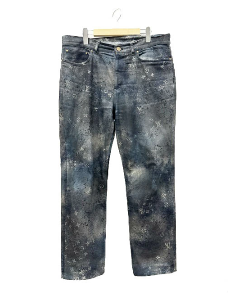 ルイヴィトン LOUIS VUITTON 20SS スプレー加工 モノグラム ロゴ デニム パンツ HID10WIUM 34