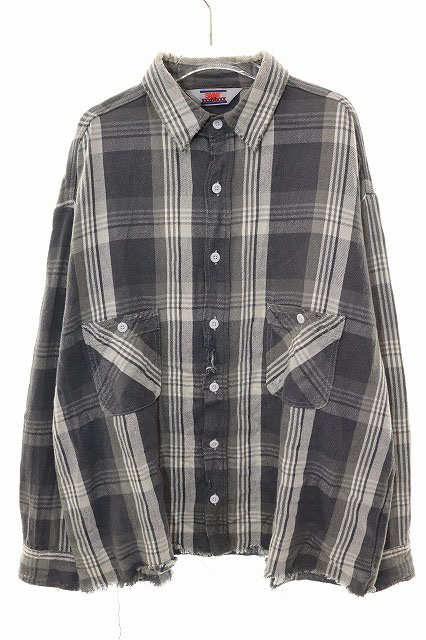セントマイケル SAINTMICHAEL 23SS FRANNEL SHIRT M SM-S23-0000-039 ヴィンテージ加工 チェック フランネル シャツ ネルシャツ 長袖 グレー